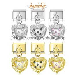 Charms Hapiship 2024 New Women Fashion Sweet Heart Cz Italian Charm Links Fit 9Mm Stainless Steel Bracelet Diy Making Jewellery Dj1120 D Otpnv