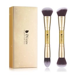 DUcare 2Pcs Makeup Brushes Duo End Face Brush For Foundation Powder Buffer and Contour Eyeshadow Synthetic Cosmetic Makeup Tools 240521