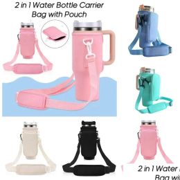 Party Favour Neoprene 2 In 1 Water Bottle Carrier Bag With Pouch Colorf 40Oz Tumblers Bags Strap Storage Sleeve Car Holder 10.5 Drop De Dhdno HJ5.21
