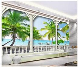 Wallpapers Custom Po Wallpaper For Walls 3 D Mediterranean Murals Seaside Landscape Tree 3D TV Background Wall Papers Living Room