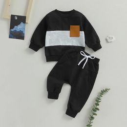 Clothing Sets 0-36months Baby Boy Tracksuit Contrast Colour Long Sleeve Sweatshirt And Elastic Pants For Toddler Boys Spring Fall Outfits