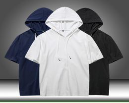 2020 Summer Men tshirt Casual Solid Loose Hooded Tops Tees Shirts Male New Sportswear Hoodie Short Sleeve Mens Tshirt Clothing9163634