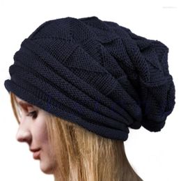 Berets Unisex Knit Pleated Cuffed Cap Beanie Oversize Comfortable Winter Warm Hats For Women Ski Slouchy Skull Beanies