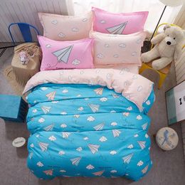 Bedding Sets Paper Plane 4pcs Girl Boy Kid Bed Cover Set Duvet Adult Child Sheets And Pillowcases Comforter 2TJ-61015