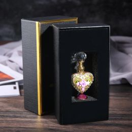 1pc Empty 5ml Perfume Bottle Vintage Pink Purple Glass Carved Flower Diamond with Gift Box Decor Crystal Cap Essential Oil Jar