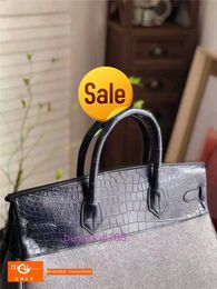 Top Ladies Designer EKolRiy Bag PegiH Platinum Bag Handsewn Wax Thread Combination Crocodile Skin Togo Cowhide 40cm