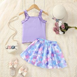 Mudkingdom Summer Girls Pajamas Set Cotton Lace Cute Polka Dots Ruffle Girl Outfit Camisole Kids Clothing Shorts 210615