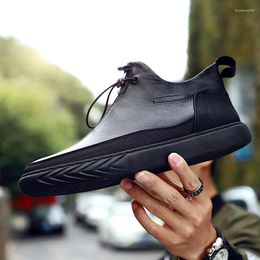 Casual Shoes High-Top Mens 2024 Spring Autumn Male Sneakers Leisure Walking Footwear Soft Comfortable Leather Fashion Man