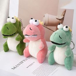 3PCS Cartoon Keychain Animals Stuffed Dinosaur Plush Keyring Portable Soft Kids Toy