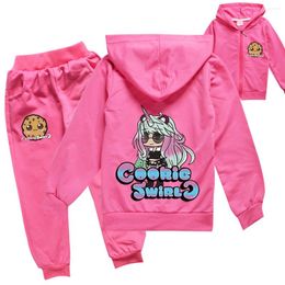 Clothing Sets Child Cookie Swirl C Kids Hoody Zipper Jacket Pants 2Pcs Set Boys Long Sleeve Sportsuit Toddler Girls Halloween Outfits