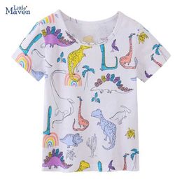 T-shirts Little maven Baby Boys New Tops Kids Clothes for Child 2024 Blouses T-shirts for Childrens Clothing Cartoon Dinosaurs Cotton Y240521