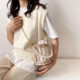 Shoulder Bags 2024 Hand-woven Female Fashion Trend Bag Designer Brand Girls Pearl Chain Handbag Elegant Lady Diagonal