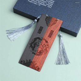 Chinese Style Redwood Bookmark Carving Classical Simple Reading Stationery Tassel Vintage Tool Students