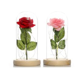 Decorative Flowers & Wreaths Artificial Enchanted Rose With Led Lights In Glass Dome For Valentine Thanksgiving Mother Day Gift Drop D Dhoej