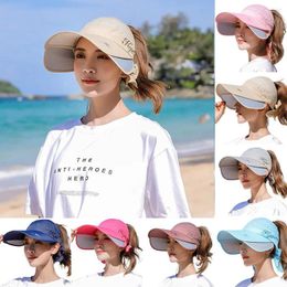 Wide Brim Hats Women's Summer Hat Breathable Empty Top Visor Caps Cycilng Anti-UV Sun Ladies Big Beach Gorra