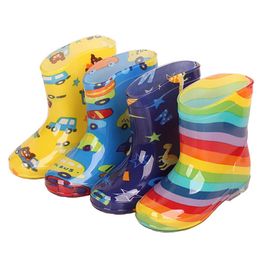 Children Rain PVC Mid-Calf Baby Rainboots Kids Rubber Shoes Boys Girls Waterproof Anti-Slippery Water boots L2405 L2405