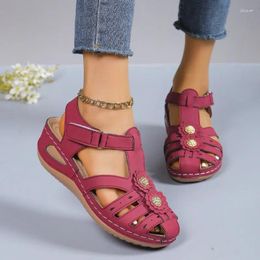Casual Shoes Classic Vintage Women's Closed Toe Sandals 2024 Summer Comfortable Wedge Platform Outdoor Ladies Beach