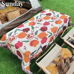 Blankets Cartoon Fruit Series Camping Blanket INS Outdoor Throw For Beds Boho Woven Picnic Stitch Tablecloth Mats Decor