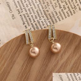 Stud Fashion Jewellery Faux Pearl Dangle Earrings For Women Simple Inalid Rhinestone Drop Delivery Dhgarden Dhn5P