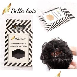 Human Chignons Bella Hair 100% Messy Buns Scrunchie Bun Hairpiece Wavy Curly Ponytail Extensions Updo Pieces 1B 4 8 27 30 60 Black B Dhl1T