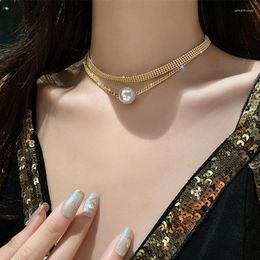 Choker Double Layered Pearl Necklace 2024 Fashion Cute Layer Chain Pendant For Women Jewelry Girl Gift