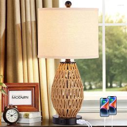 Table Lamps American Desk Lamp Nordic Cloth Study Amazon USB Charging Touch Three Gear Dimming Bedroom Bedside