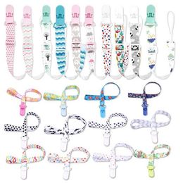 Pacifier Holders Clips# 3/1 baby pacifier clip with 26 cute printed button pacifier chains adjustable virtual clip Nipple stand pacifier accessories d240521