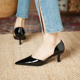 Dress Shoes Women Black Patent Leather High Heels Pumps Women Fashion Trendy Slip on Thin Heeled Dress Shoes Woman Pointed Toe Party Shoes H240521