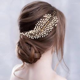 Hair Clips Leafy Shape Pearl Comb Clip Headband Hairpin Tiara For Women Party Prom Bridal Wedding Accessories Jewellery Gift