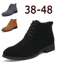 Ankle Boots for Men Business Chukka Mens Boots High Top Casual Shoes Outdoor Leather Mens Winter Shoes Male Black Grey8212021