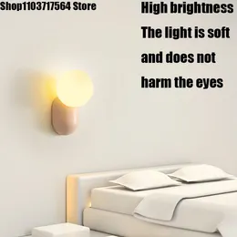 Wall Lamp Nordic Modern Simple Cream Head Light For Living Room Bedroom Besides Study Interior Decoration Fixture