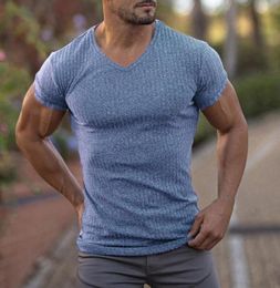 Men039s TShirts Summer Casual Tshirt For Men Sweatshirt Sports Slim V Neck Male Tee Shirt Cotton Short Sleeve Solid Colour Fit3505800