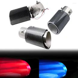 Carbon Fibre Universal Car LED Exhaust Muffler Tip Tail Pipe Red/Blue Light Refit Single Outlet Throat