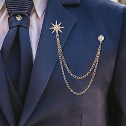 Brooches Snowflake Men's Brooch Retro Style Tie Clips Exquisite Workmanship Hanging Chains Collar For Shirts Ceremony Dance Coat