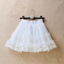 Skirts Summer Skorts For Women Elastic Waist Sequin Mesh Ball Gown Skort Kawaii Mini Skirt Y2k 2024 Falda