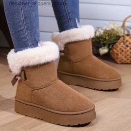 Boots Winter boots fur womens snow boots low top warm fur shoes mens and womens winter short boots super mini non slip for external wear Q240521