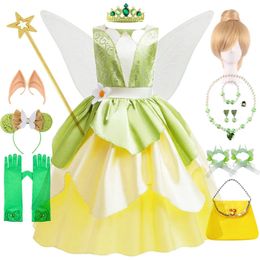 Tiana Costume Girl Dress Up Princess Girls Cosplay Role Playing Party Costumes Children Sleeveless Carnival Princess Dresses 240518