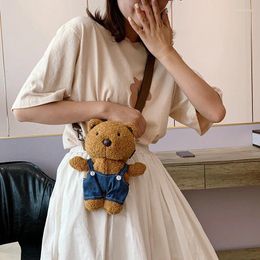 Bag Women Cartoon Bear Plush Shoulder Cute Soft Ladies Fur Female Party Little Girl Christmas Gift