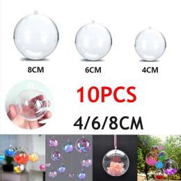 10Pcs Clear Acrylic Transparent Ball Plastic Fillable Bauble DIY Ornament Wedding Party Decorations For Home Kids Gift Candy Box