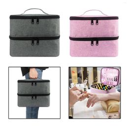 Storage Bags Nail Polish Bag Nylon Portable Large Handbag Organizer Double Layer Design For Cosmetic Travel