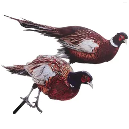 Garden Decorations 2 Pcs Sculpture Pheasant Decoration Outdoor Adornment Yards Decorative Acrylic Insert Stakes