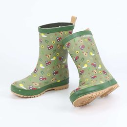 Children s Flat Slip on Rubber Waterproof Rain Boots For Boys And Girls Kid s Car Print Cute Non slip Outdoor Shoes H L L