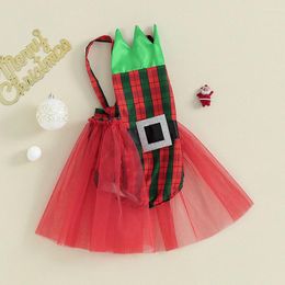 Clothing Sets Baby Girls Romper Dress Christmas Outfit Plaid Print Mesh Jumpsuit Sleeveless Infant Cute Clothes