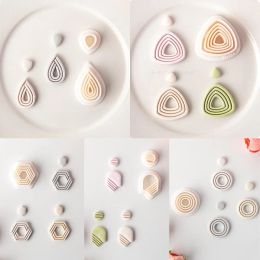 Creative Hexagonal Soft Clay Earrings Clay Molds Geometric Line Shapes Jewewlry Pendants DIY Handmade Tools For Cutting Molds