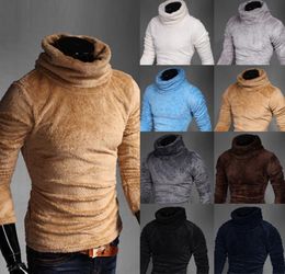 Mens Sweaters Velvet Fleece Pullover Autumn Mens Women Winter Male Turtleneck Sweaters Knitted Turtle Neck Pullovers Tops Asian S1465862