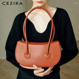 Shoulder Bags CEZIRA Luxury PU Vegan Leather Women Baguette Fashion Style Top-handle Hobo Ladies Chic Commuting Handbags Purse