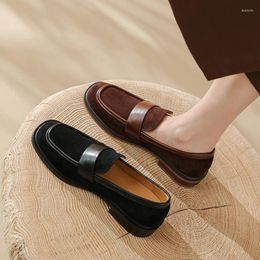 Casual Shoes 2024 Spring Suede Leather Women Slip-On Loafers Comfortable Simple Round Toe Woman Zapatos De Mujer