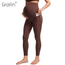 Womens 25" Butterluxe Maternity Leggings with Pockets - Workout Activewear Yoga Pregnancy Pants Over The Belly Buttery Soft L2405