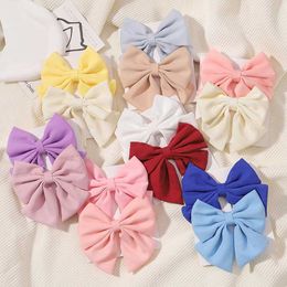 Hair Accessories 2 pieces/set of 4.5-inch cheerleading bow hair clips girls cute lace ribbon childrens exquisite knot head wear set d240521