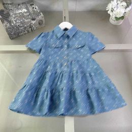 Top baby skirt Blue denim fabric Princess dress Size 100-150 CM kids designer clothes summer Logo print girls partydress 24May